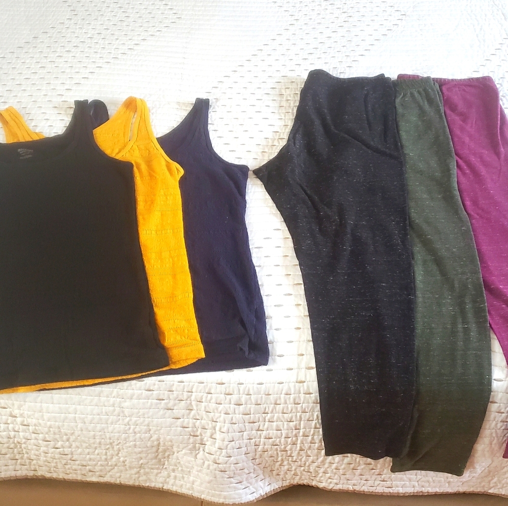 Back to Basics, lot of 3 tanks and 3 leggings